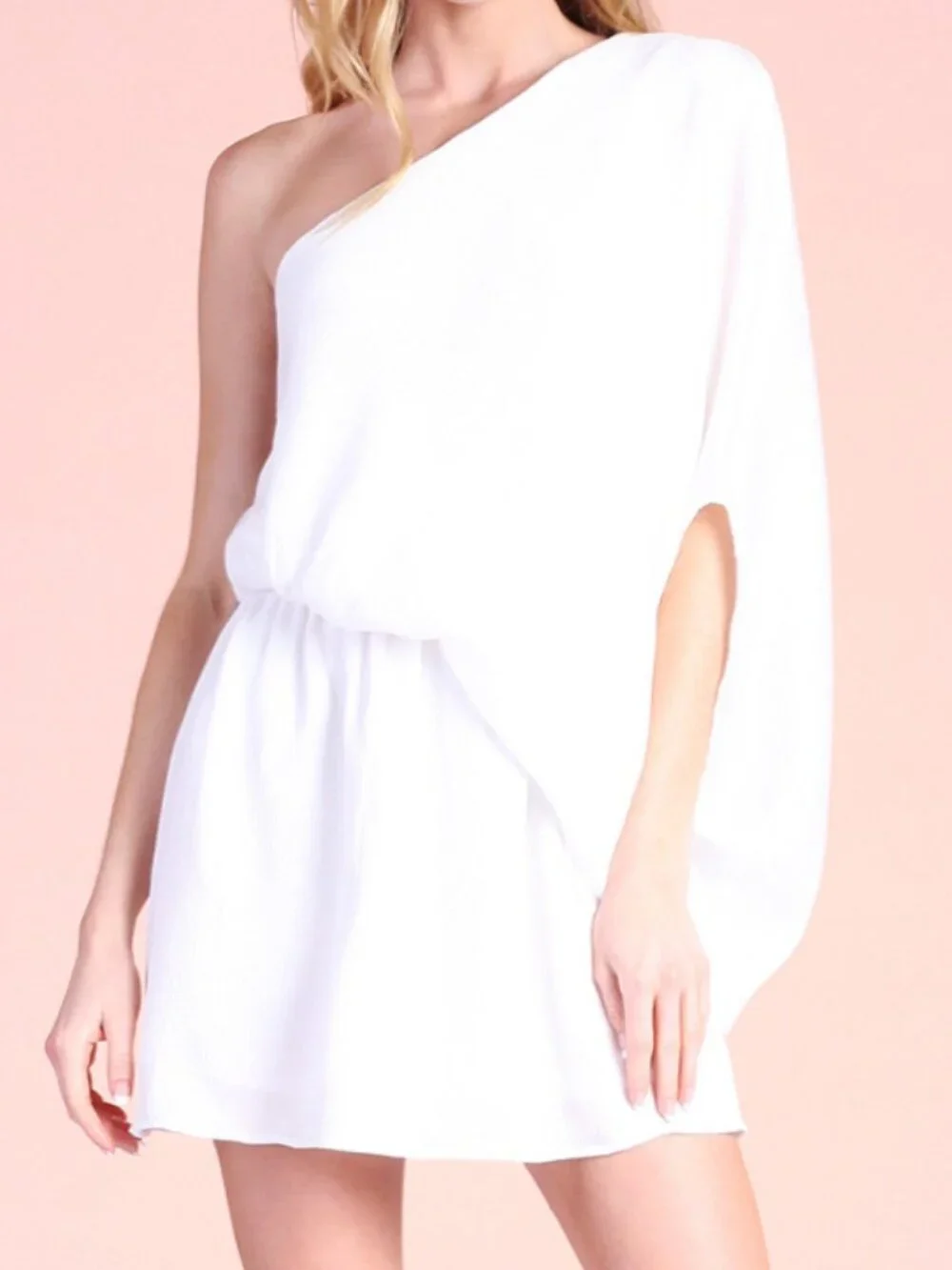 One-Shoulder Textured Mini Dress‎